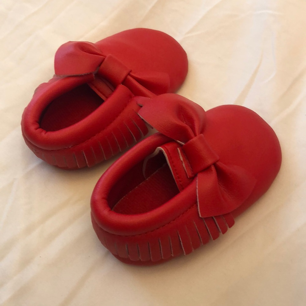 Kids’ Red Moccasins - Perfect for Christmas!